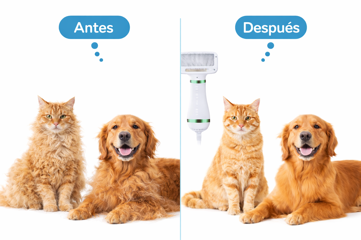 CEPILLO SECADOR PEINE™  2 EN 1 MASCOTAS